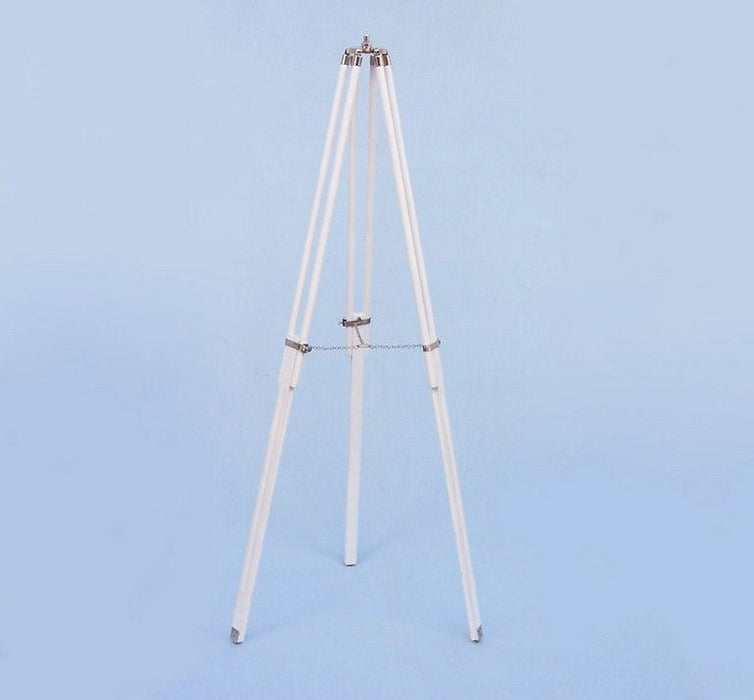 Hampton Nautical 64-Inch Collection Chrome with White Leather Griffith Astro Telescope Tripod