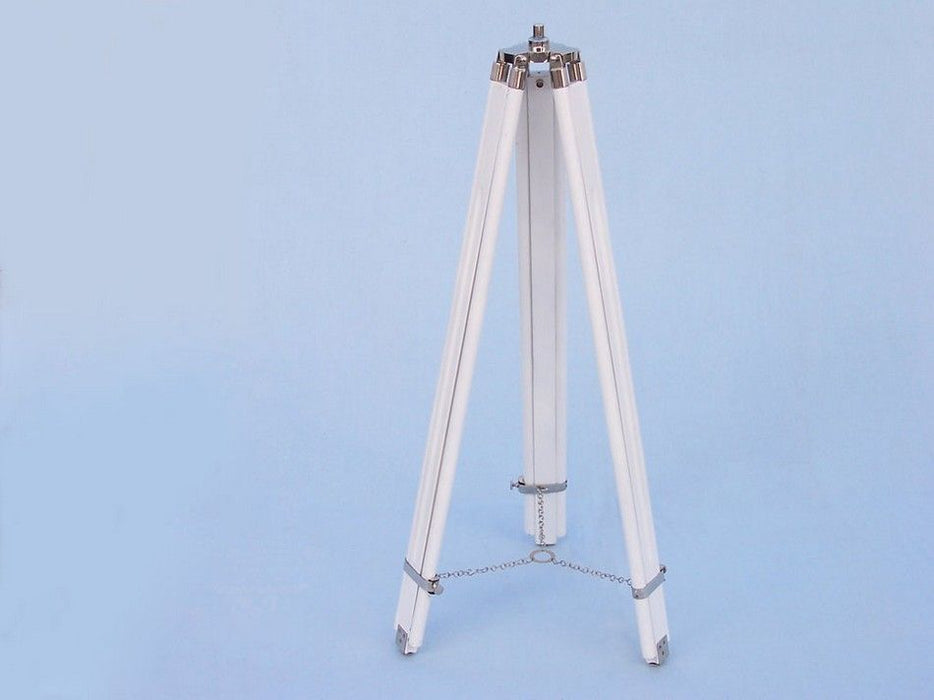 Hampton Nautical 64-Inch Collection Chrome with White Leather Griffith Astro Telescope Tripod Legs and Chain