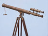 Hampton Nautical 64-Inch Floor Standing Antique Brass Griffith Astro Telescope Body Mounted on Tripod Left Side Profile