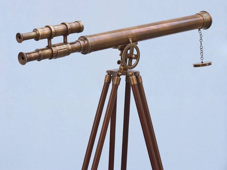 Hampton Nautical 64-Inch Floor Standing Antique Brass Griffith Astro Telescope Body Mounted on Tripod Right Side Profile