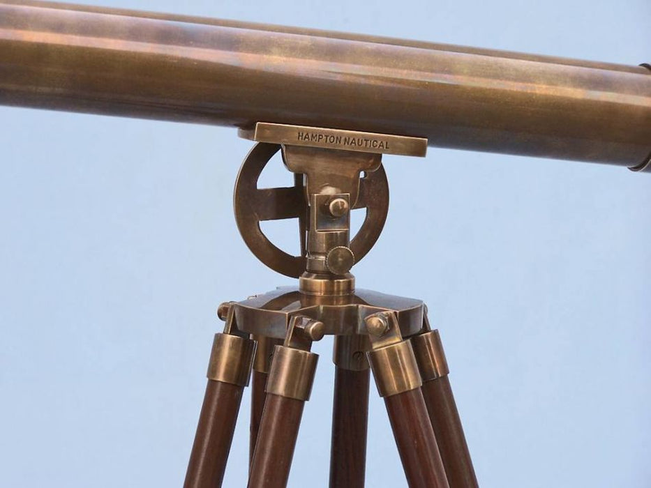 Hampton Nautical 64-Inch Floor Standing Antique Brass Griffith Astro Telescope Tripod Body with Engraved Name and Knob