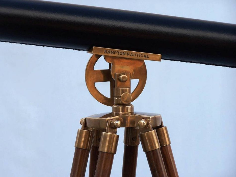 Hampton Nautical 64-Inch Floor Standing Antique Brass with Leather Griffith Astro Telescope Tripod Body Base with Engraved Name and Knob