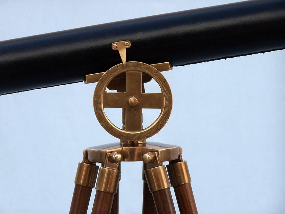 Hampton Nautical 64-Inch Floor Standing Antique Brass with Leather Griffith Astro Telescope Tripod Body Scale Dial