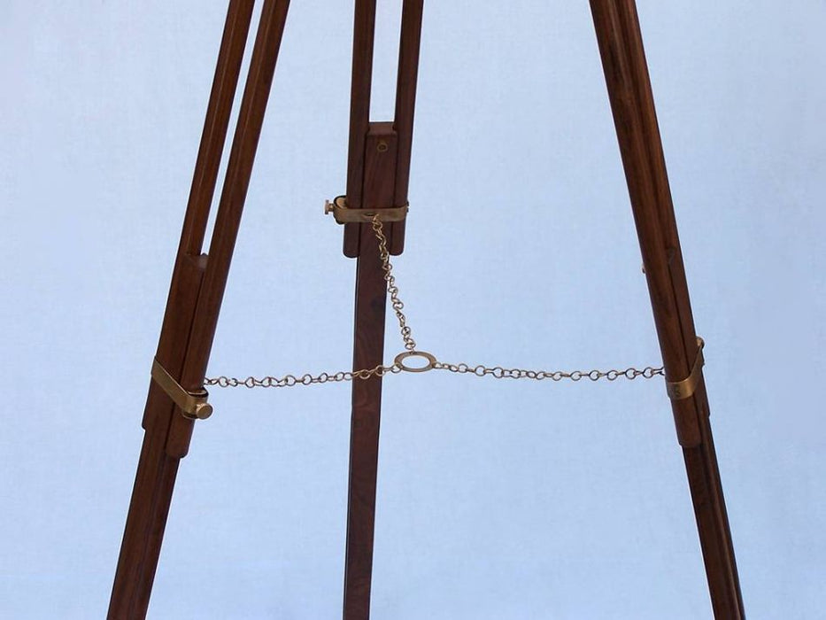 Hampton Nautical 64-Inch Floor Standing Antique Brass with Leather Griffith Astro Telescope Tripod Leg Chain