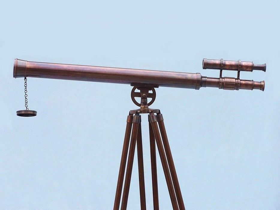 Hampton Nautical 64-Inch Floor Standing Antique Copper Griffith Astro Telescope Body Side Profile Left