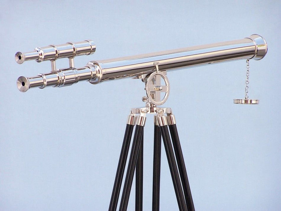 Hampton Nautical 64-Inch Floor Standing Chrome Griffith Astro Telescope Body Eyepiece with Viewfinder Right Profile