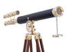 Hampton Nautical 64-Inch Floor Standing Solid Brass - Leather Griffith Astro Telescope