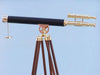 Hampton Nautical 64-Inch Floor Standing Solid Brass - Leather Griffith Astro Telescope Body Side Profile Left