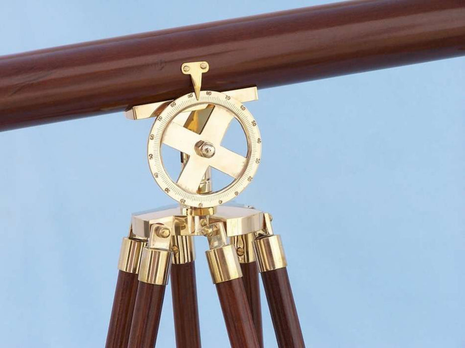 Hampton Nautical 64-Inch Floor Standing Solid Brass - Wood Griffith Astro Telescope Tripod Body with Scale Dial
