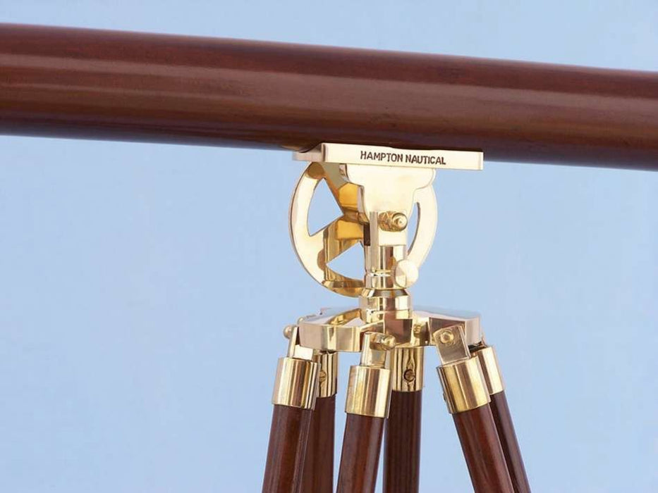 Hampton Nautical 64-Inch Floor Standing Solid Brass - Wood Griffith Astro Telescope on Tripod Body with Engraved Name