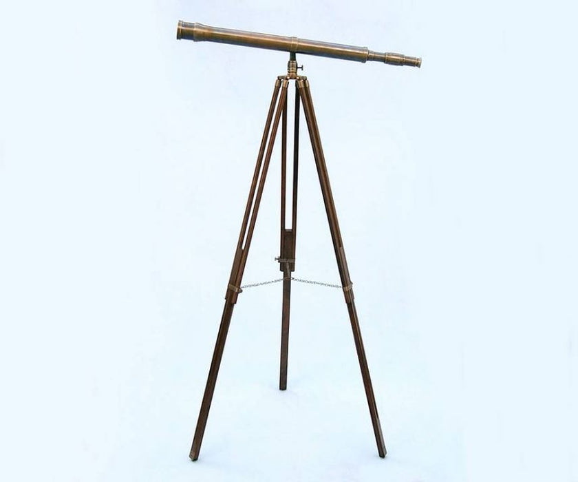 Hampton Nautical 65-Inch Floor Standing Antique Brass Galileo Telescope Body Mounted on Tripod
