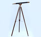 Hampton Nautical 65-Inch Floor Standing Antique Brass Leather Anchormaster Telescope Body Mounted on Tripod with Extended Legs
