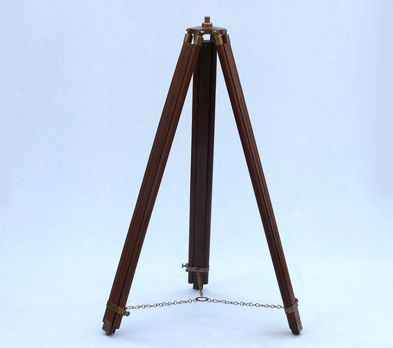 Hampton Nautical 65-Inch Floor Standing Antique Brass Leather Anchormaster Telescope Tripod Legs and Chain