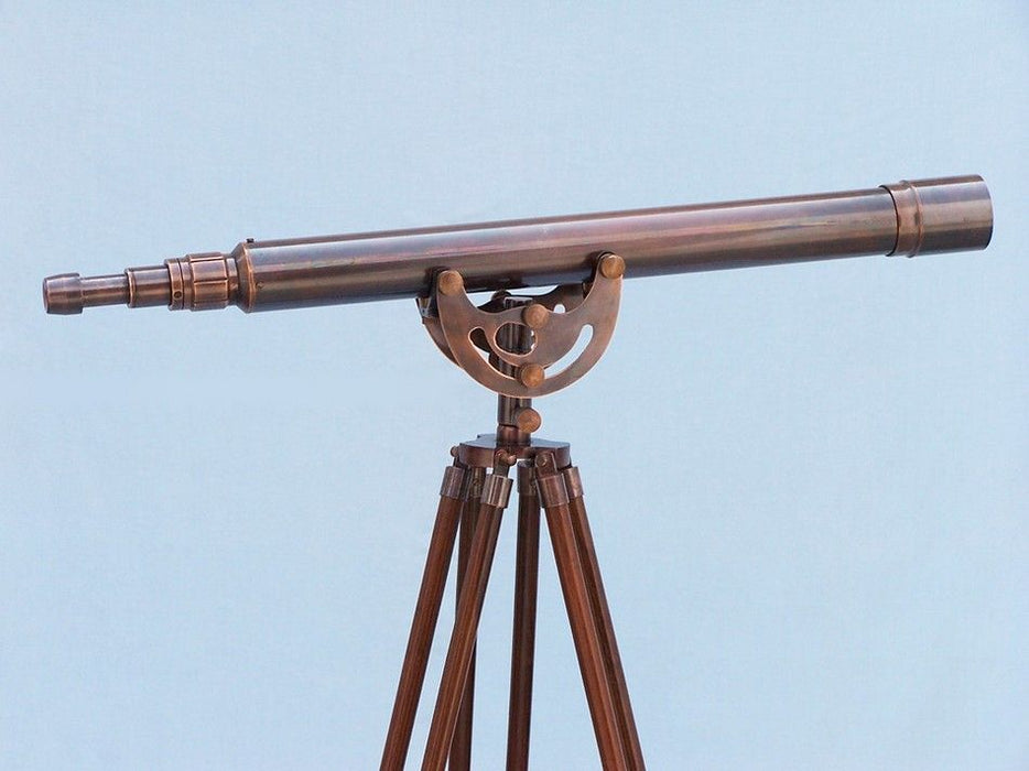 Hampton Nautical 65-Inch Floor Standing Antique Copper Anchormaster Telescope Body Side Profile Right