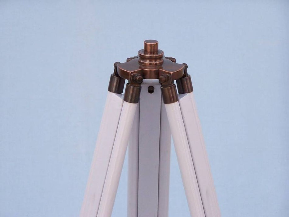 Hampton Nautical 65-Inch Floor Standing Antique Copper With White Leather Galileo Telescope Tripod Threaded Base