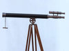 Hampton Nautical 65-Inch Floor Standing Antique Copper with Leather Griffith Astro Telescope Body Side Profile Left