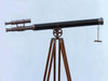 Hampton Nautical 65-Inch Floor Standing Antique Copper with Leather Griffith Astro Telescope Body Side Profile Right