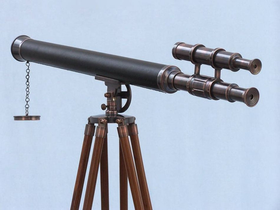 Hampton Nautical 65-Inch Floor Standing Antique Copper with Leather Griffith Astro Telescope Rear Body Eyepiece and Viewfinder