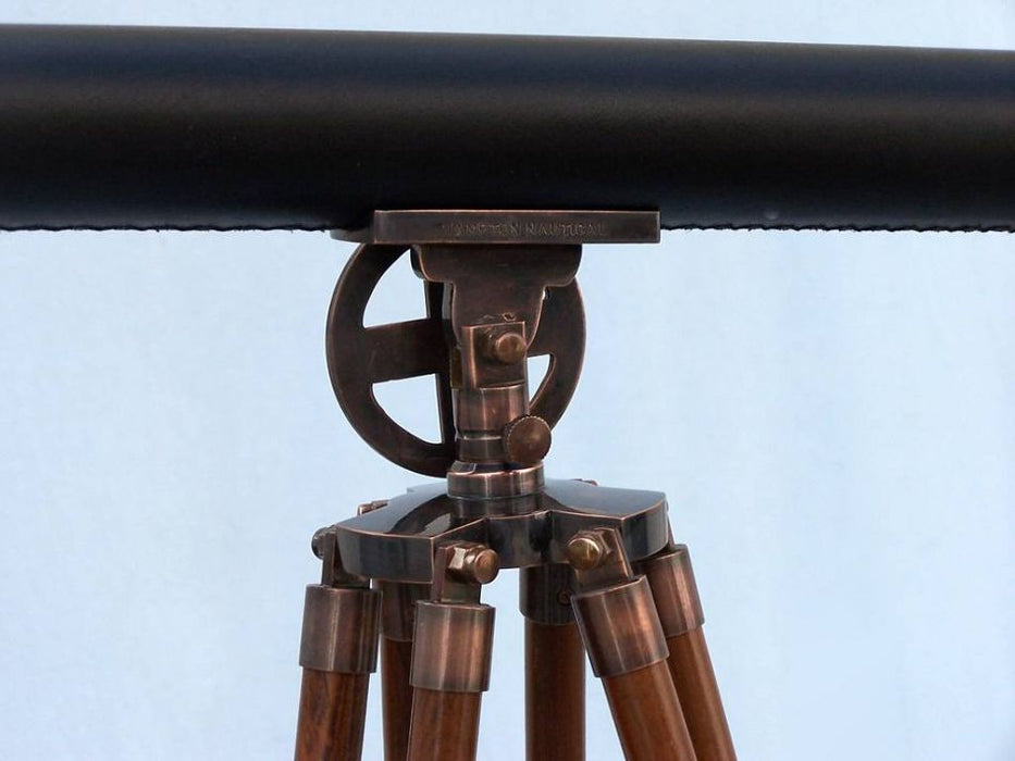 Hampton Nautical 65-Inch Floor Standing Antique Copper with Leather Griffith Astro Telescope Tripod Body with Engraved Name