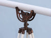 Hampton Nautical 65-Inch Floor Standing Antique Copper with White Leather Anchormaster Telescope Tripod Body Base 