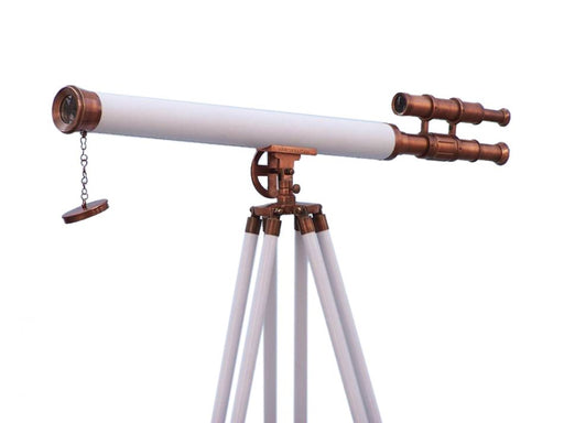 Hampton Nautical 65-Inch Floor Standing Antique Copper with White Leather Griffith Astro Telescope