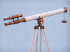 Hampton Nautical 65-Inch Floor Standing Antique Copper with White Leather Griffith Astro Telescope Body
