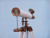 Hampton Nautical 65-Inch Floor Standing Antique Copper with White Leather Griffith Astro Telescope Objective Lens with Cap