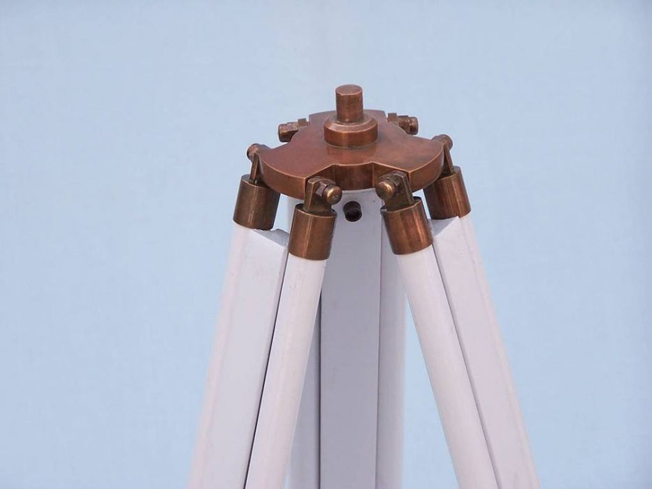Hampton Nautical 65-Inch Floor Standing Antique Copper with White Leather Griffith Astro Telescope Tripod Base