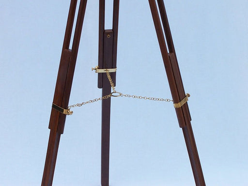 Hampton Nautical 65-Inch Floor Standing Brass/Leather Galileo Telescope Tripod Legs with Chain