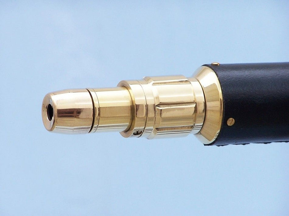 Hampton Nautical 65-Inch Floor Standing Brass and Leather Anchormaster Telescope Body Eyepiece