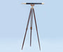 Hampton Nautical 65-Inch Floor Standing Brass and Leather Anchormaster Telescope Mounted on Tripod