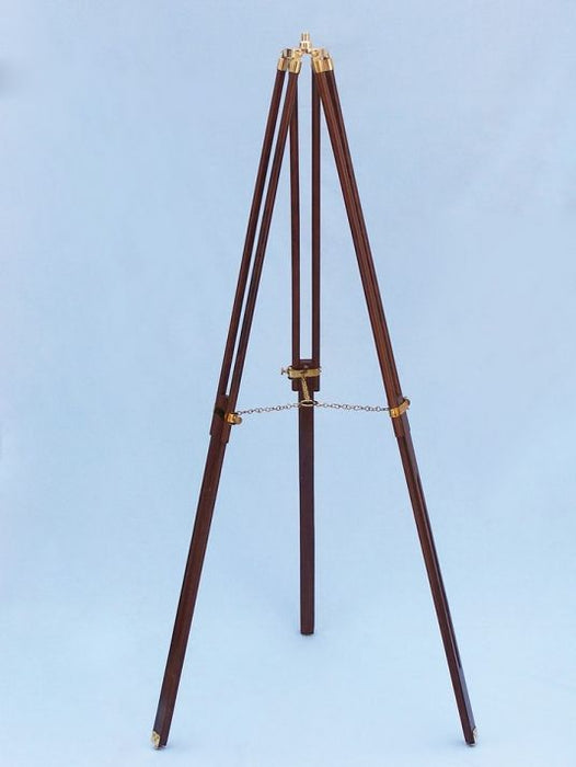 Hampton Nautical 65-Inch Floor Standing Brass and Leather Anchormaster Telescope Tripod with Extended Legs and Chain