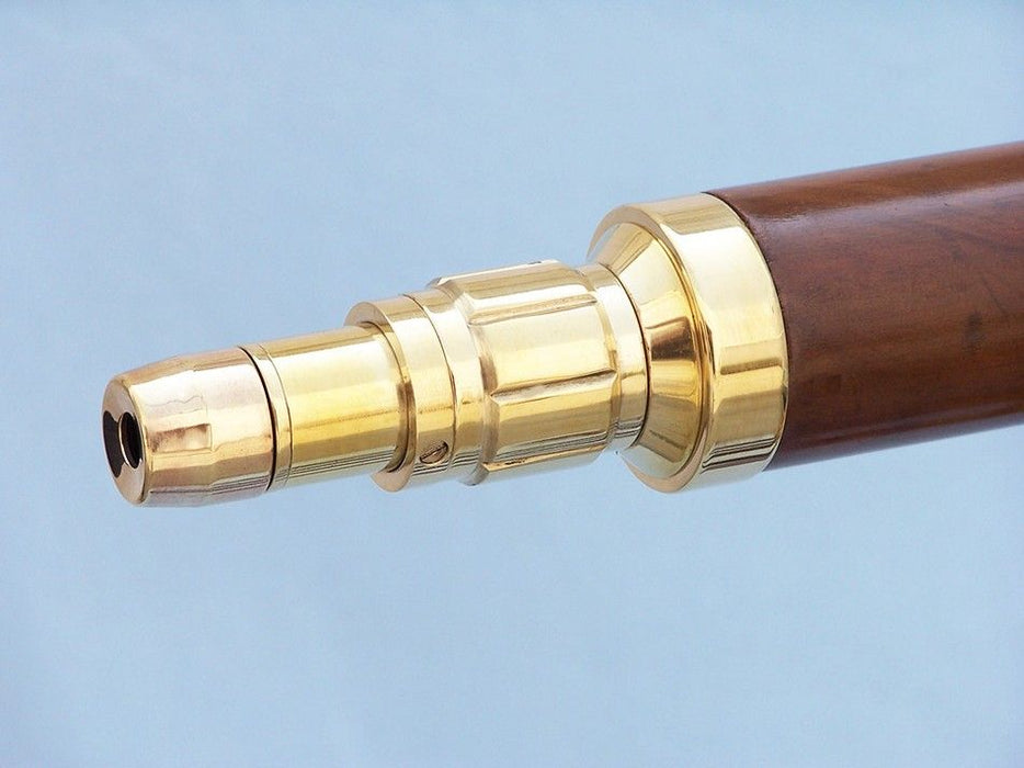 Hampton Nautical 65-Inch Floor Standing Brass and Wood Anchormaster Telescope Body Eyepiece