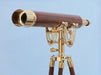 Hampton Nautical 65-Inch Floor Standing Brass and Wood Anchormaster Telescope Body Objective Lens Front Profile
