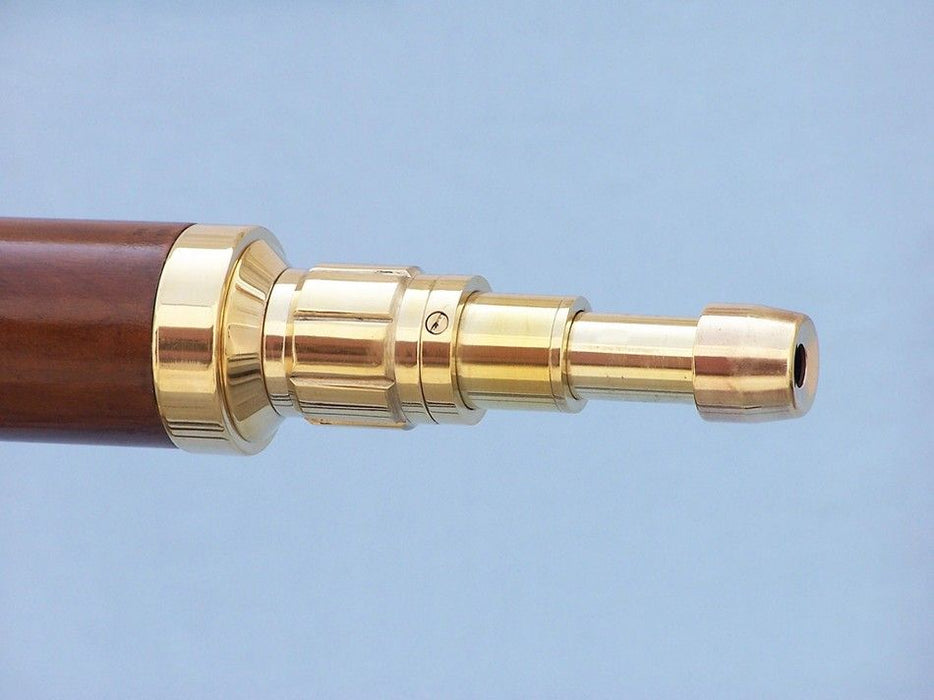 Hampton Nautical 65-Inch Floor Standing Brass and Wood Anchormaster Telescope Extended Eyepiece