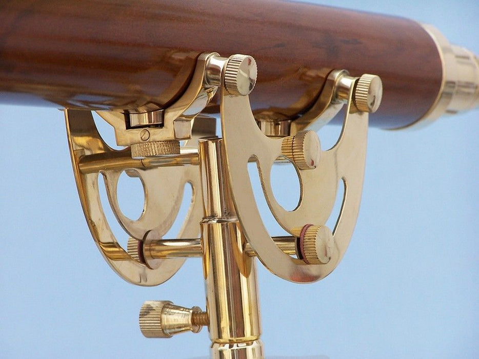 Hampton Nautical 65-Inch Floor Standing Brass and Wood Anchormaster Telescope Tripod Body Base with Knob