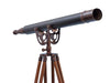 Hampton Nautical 65-Inch Floor Standing Bronzed with Leather Anchormaster Telescope