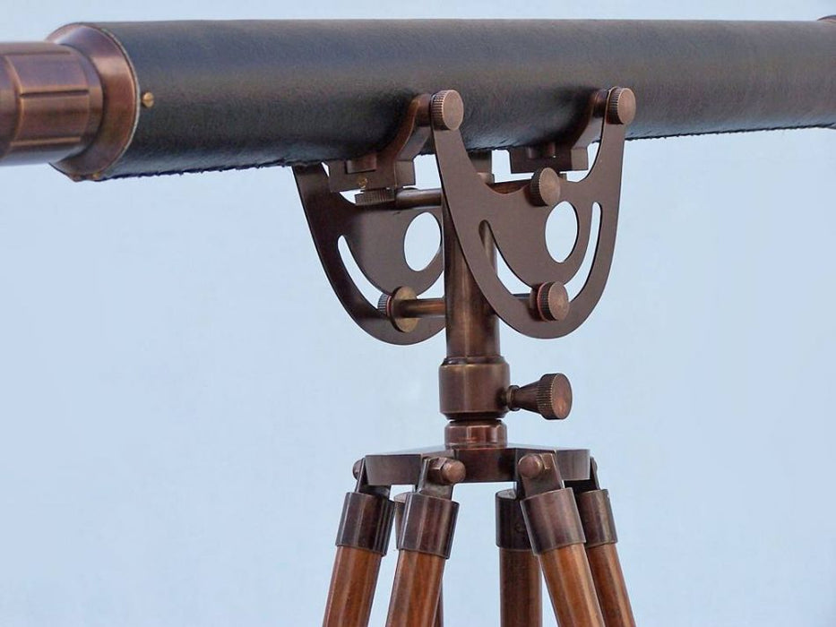 Hampton Nautical 65-Inch Floor Standing Bronzed with Leather Anchormaster Telescope Tripod Body Base with Knob