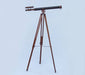 Hampton Nautical 65-Inch Floor Standing Bronzed with Leather Griffith Astro Telescope Body Mounted on Tripod with Extended Legs and Chain