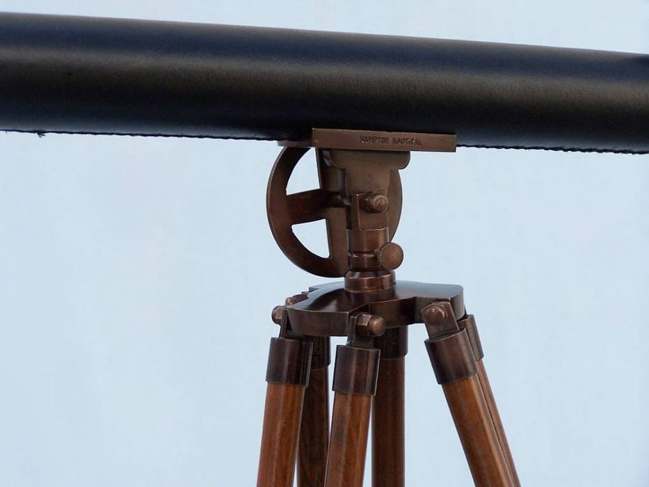 Hampton Nautical 65-Inch Floor Standing Bronzed with Leather Griffith Astro Telescope on Tripod Base with Engraved Name and Knob