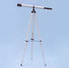 Hampton Nautical 65-Inch Floor Standing Bronzed with White Leather Galileo Telescope Body Mounted on Tripod
