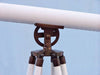 Hampton Nautical 65-Inch Floor Standing Bronzed with White Leather Griffith Astro Telescope Body on Tripod Base with Engraved Name and Knob