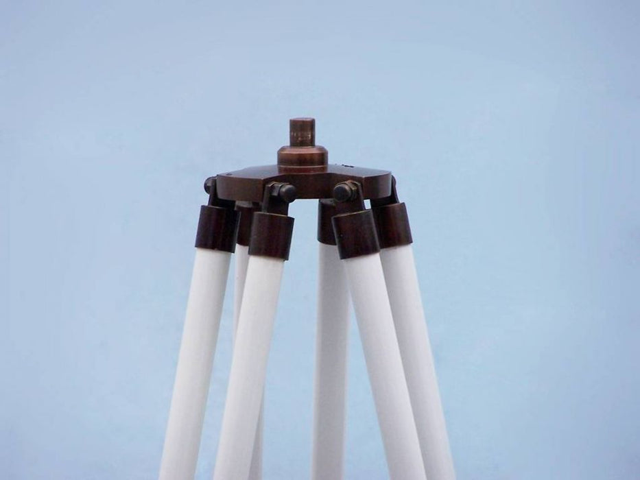 Hampton Nautical 65-Inch Floor Standing Bronzed with White Leather Griffith Astro Telescope Tripod Base