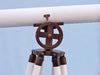 Hampton Nautical 65-Inch Floor Standing Bronzed with White Leather Griffith Astro Telescope Tripod Body Scale Dial
