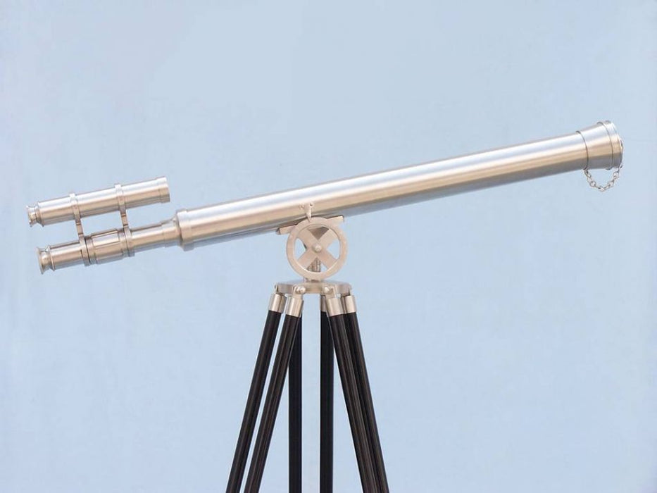 Hampton Nautical 65-Inch Floor Standing Brushed Nickel Griffith Astro Telescope Body Standing Up