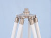 Hampton Nautical 65-Inch Floor Standing Brushed Nickel With White Leather Galileo Telescope Tripod Threaded Base