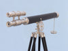 Hampton Nautical 65-Inch Floor Standing Brushed Nickel with Leather Griffith Astro Telescope Rear Body Eyepiece and Viewfinder Side Profile Right