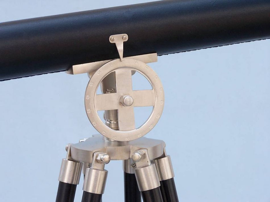 Hampton Nautical 65-Inch Floor Standing Brushed Nickel with Leather Griffith Astro Telescope Tripod Body Scale Dial
