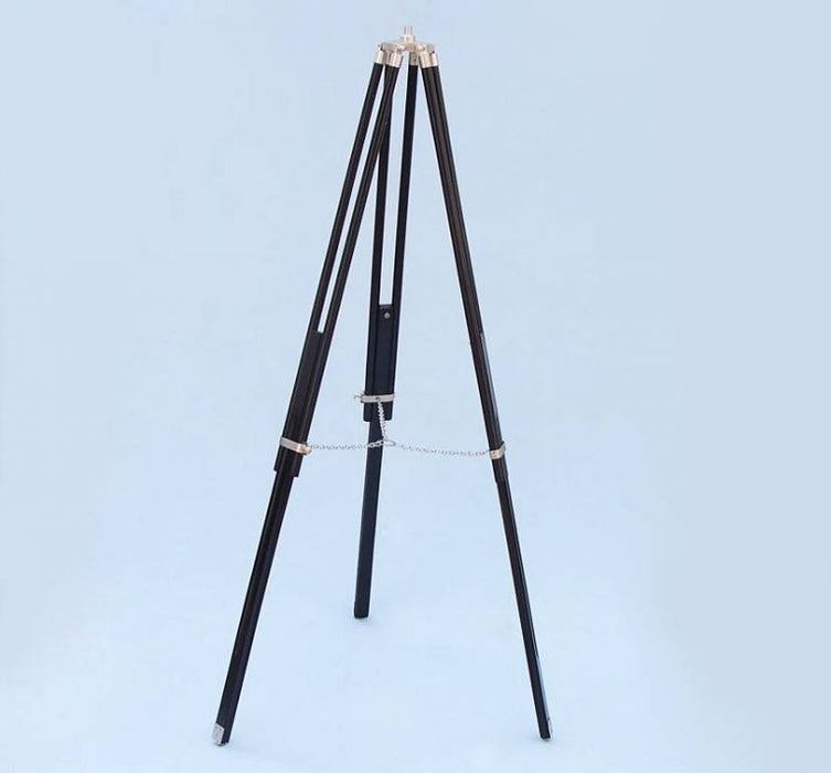 Hampton Nautical 65-Inch Floor Standing Brushed Nickel with Leather Griffith Astro Telescope Tripod Extended Legs and Chain