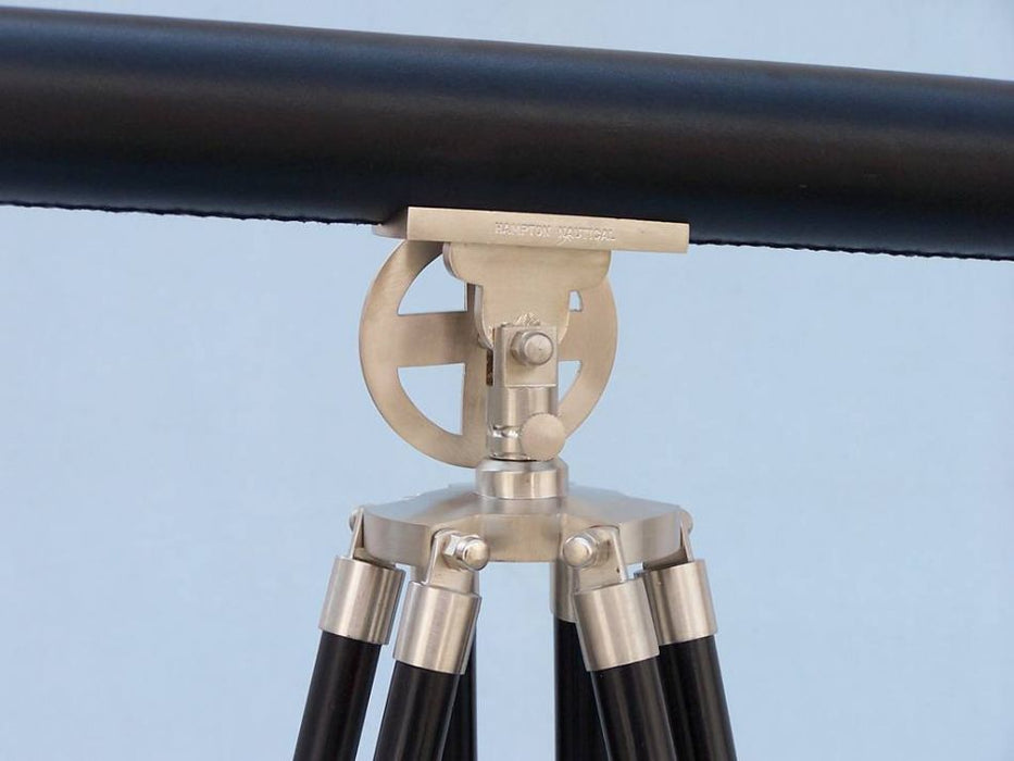 Hampton Nautical 65-Inch Floor Standing Brushed Nickel with Leather Griffith Astro Telescope on Tripod Body Base with Knob